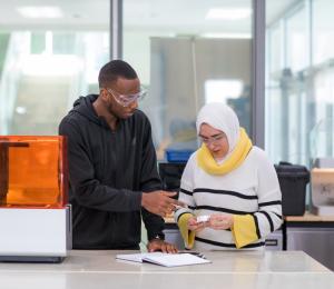 Jordan Kamga (on the left) a Mechanical Engineering coop student from Dalhousie University and NSCC Research Assistant Shaza Abumousa