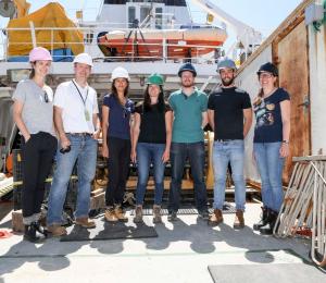 team photo on research vessel